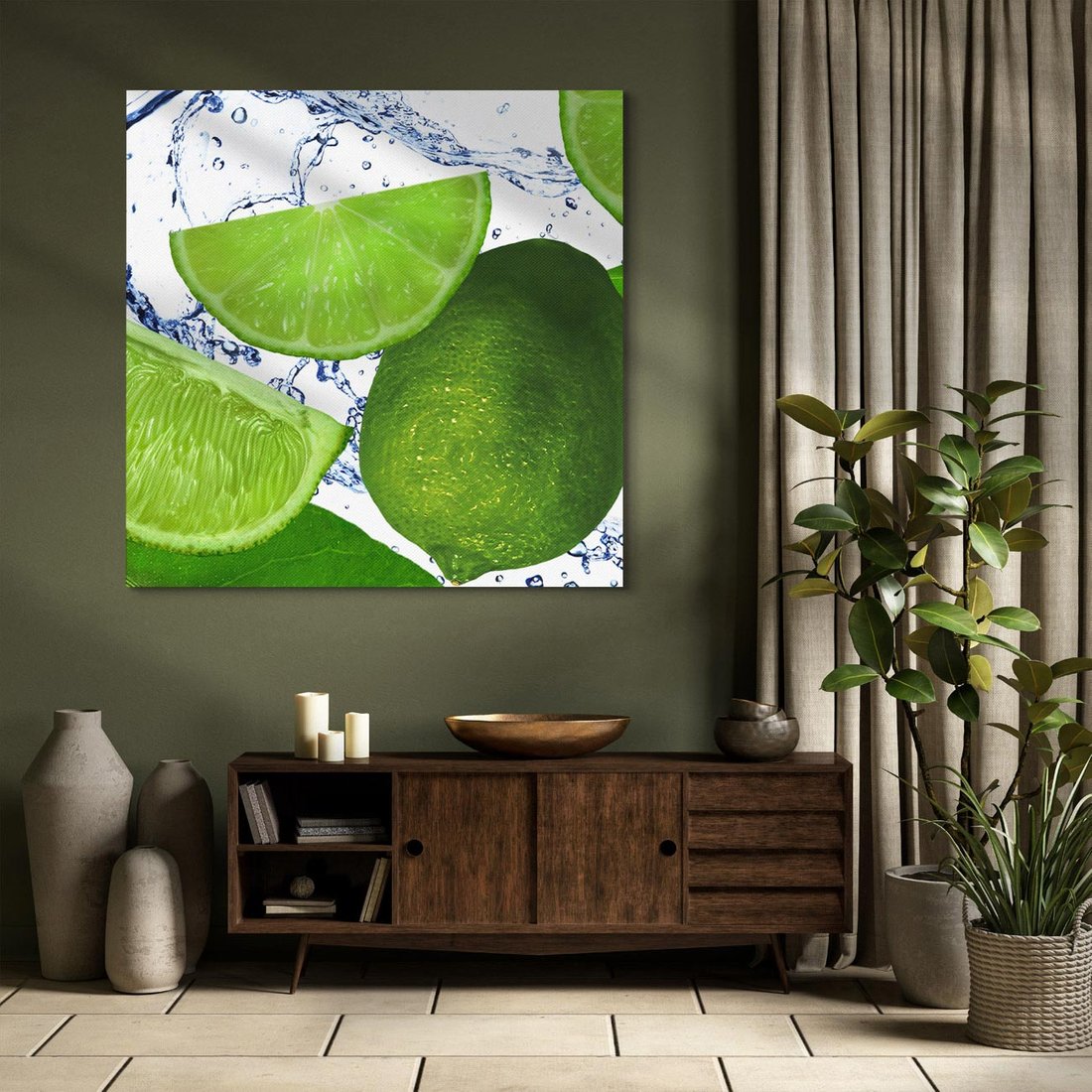 Obraz na płótnie 50x50 - Świeże limonki - limonki, woda