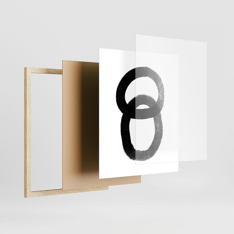 Plakat w ramie 40x50 - Kształtując Granice - abstrakcja, minimalizm - rama drewno