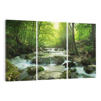 Obraz na płótnie 120x80 - Ukojenie strumienia: Spotkanie z naturą - strumyk, las