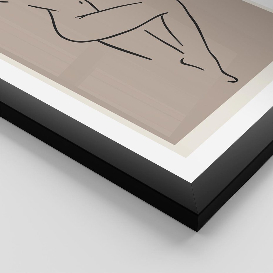 Plakat w ramie 30x40 - Zanikająca Wyobraźnia - mnimalistyczny akt, beżowa tonacja - rama czarna