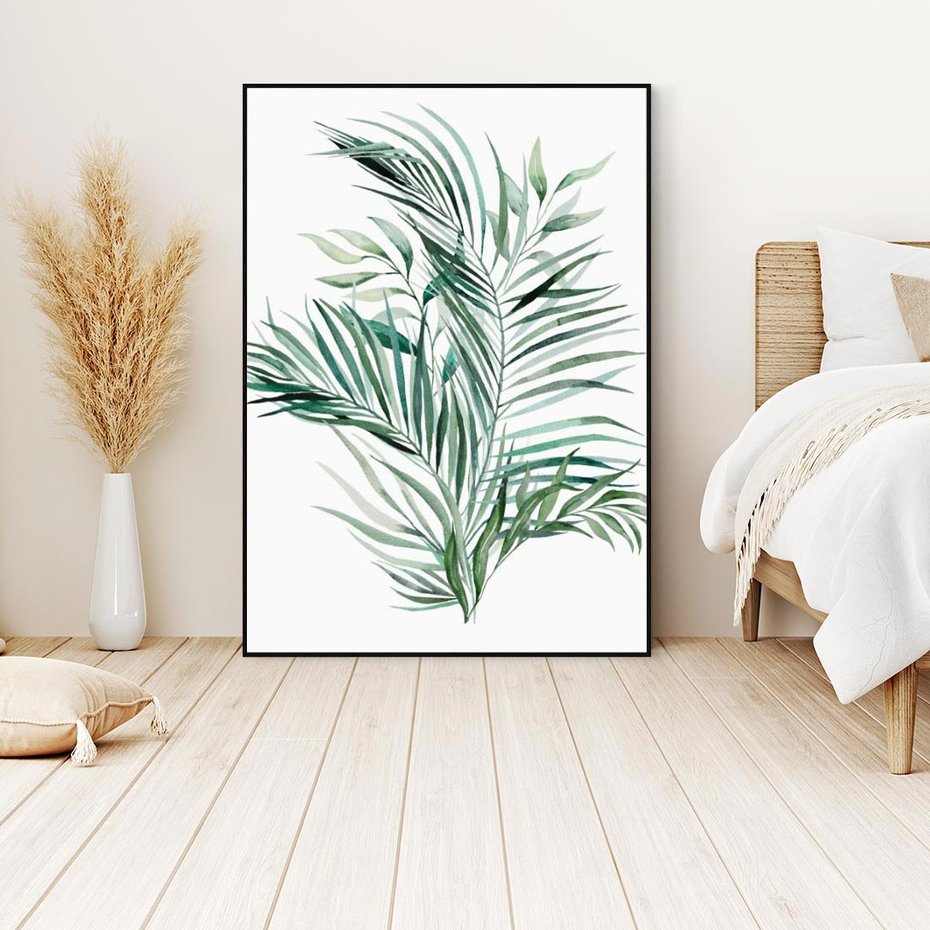 Obraz w ramie 70x100 - Blask Natury - złote, liście - rama czarna