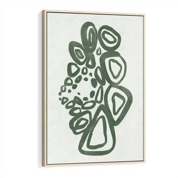 Obraz w ramie 50x70 - Migotliwe Widzenia Zieleni - zielona abstrakcja, zgaszona zieleń - rama drewno