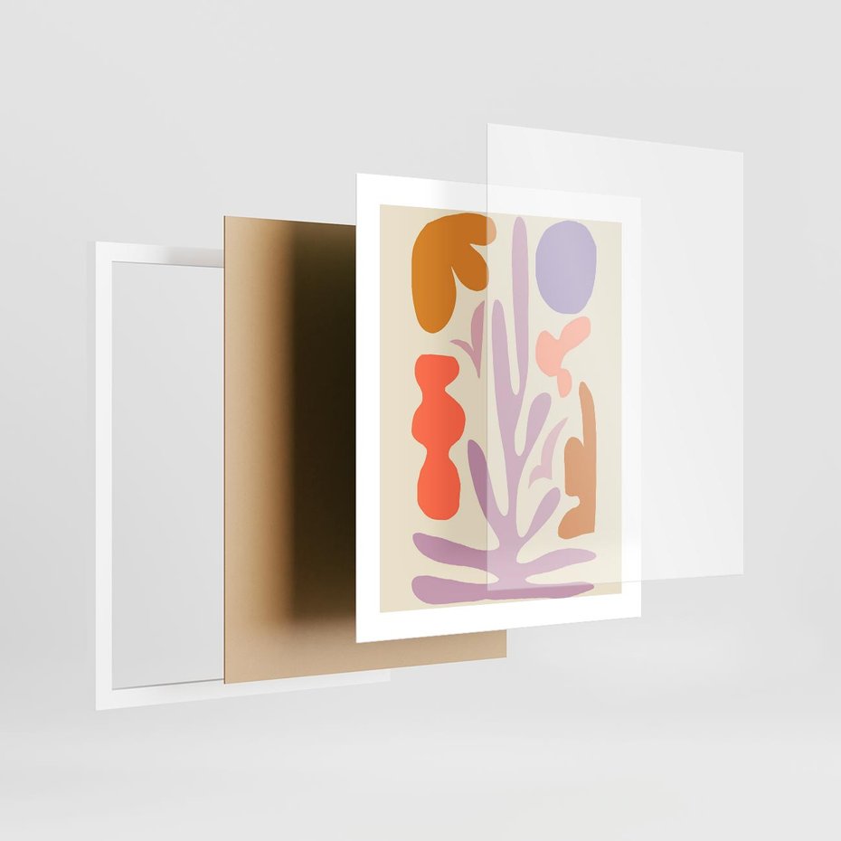 Plakat w ramie 40x50 - Przenikająca Harmonia - abstrakcyjny obraz, pastelowe kolory - rama biała