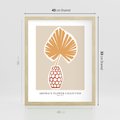 Plakat w ramie 40x50 - Kwiatowa Kreatywność - tropikalny liść w wazonie, typografia - rama drewno
