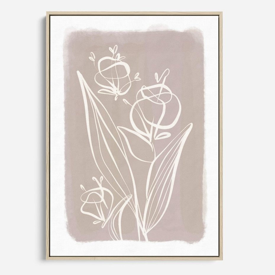 Obraz w ramie 50x70 - Pastelowe Nastroje - nowoczesny subtelny plakat, beżowy - rama drewno