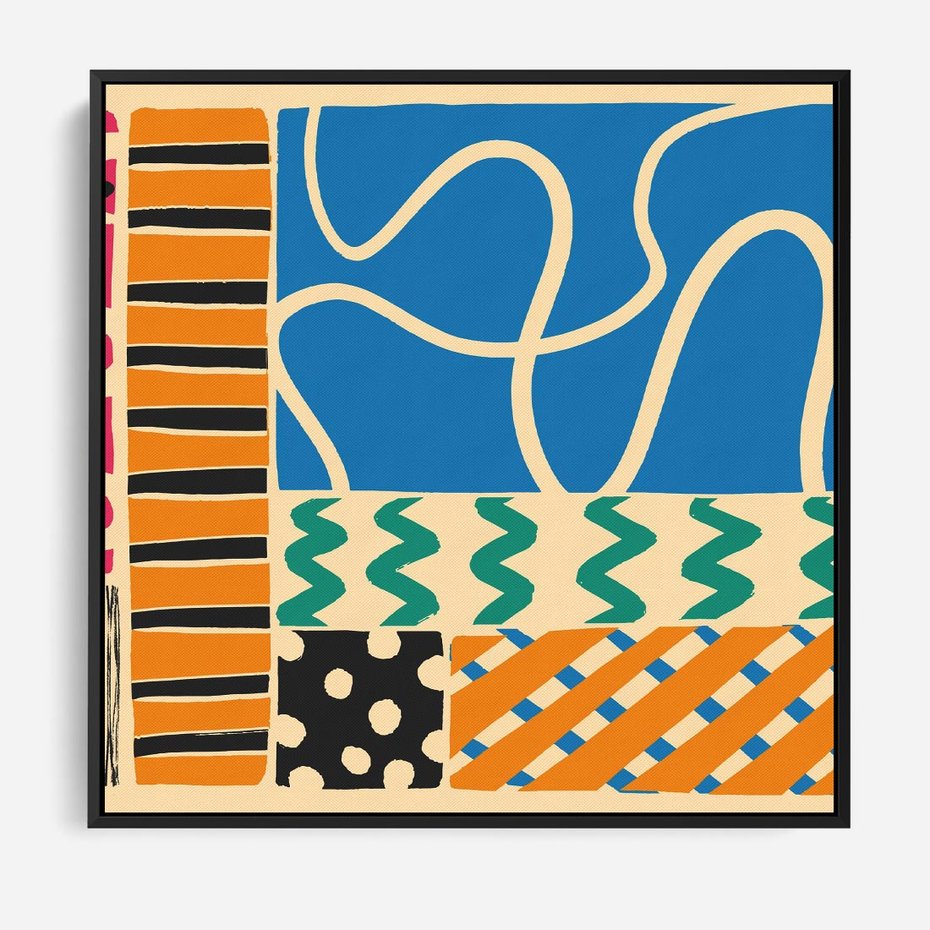 Obraz w ramie 50x50 - Etno Boho - etno ornamenty, boho klimat - rama czarna