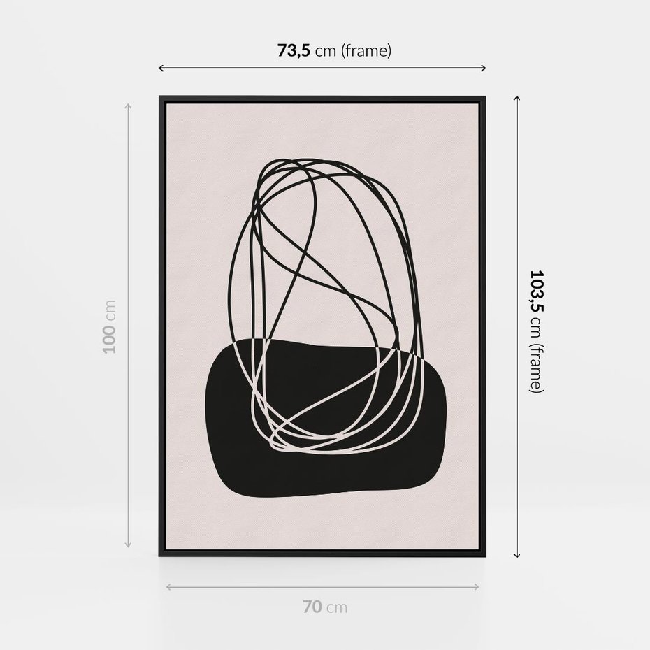 Obraz w ramie 70x100 - Linie Eksploracji - abstrakcyjne szkicowane linie, minimalizm - rama czarna