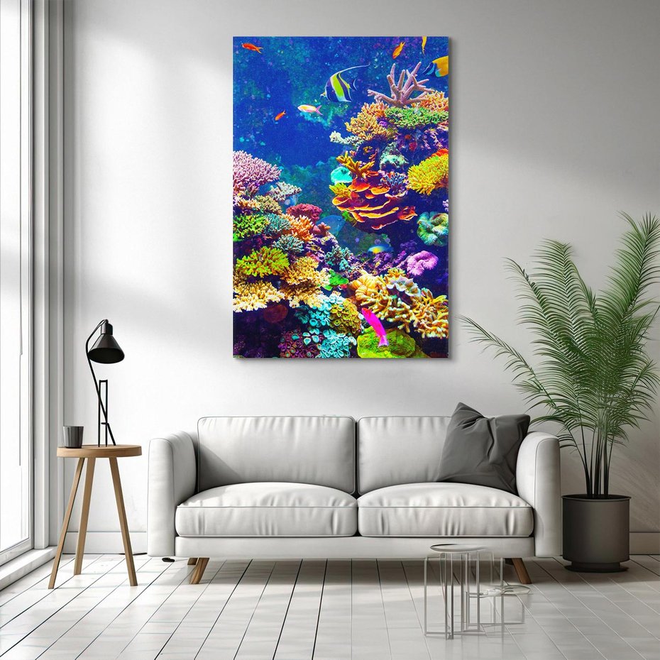 Obraz na płótnie 80x120 - Podwodne Zaczarowanie - kolorowa rafa koralowa, ukwiały
