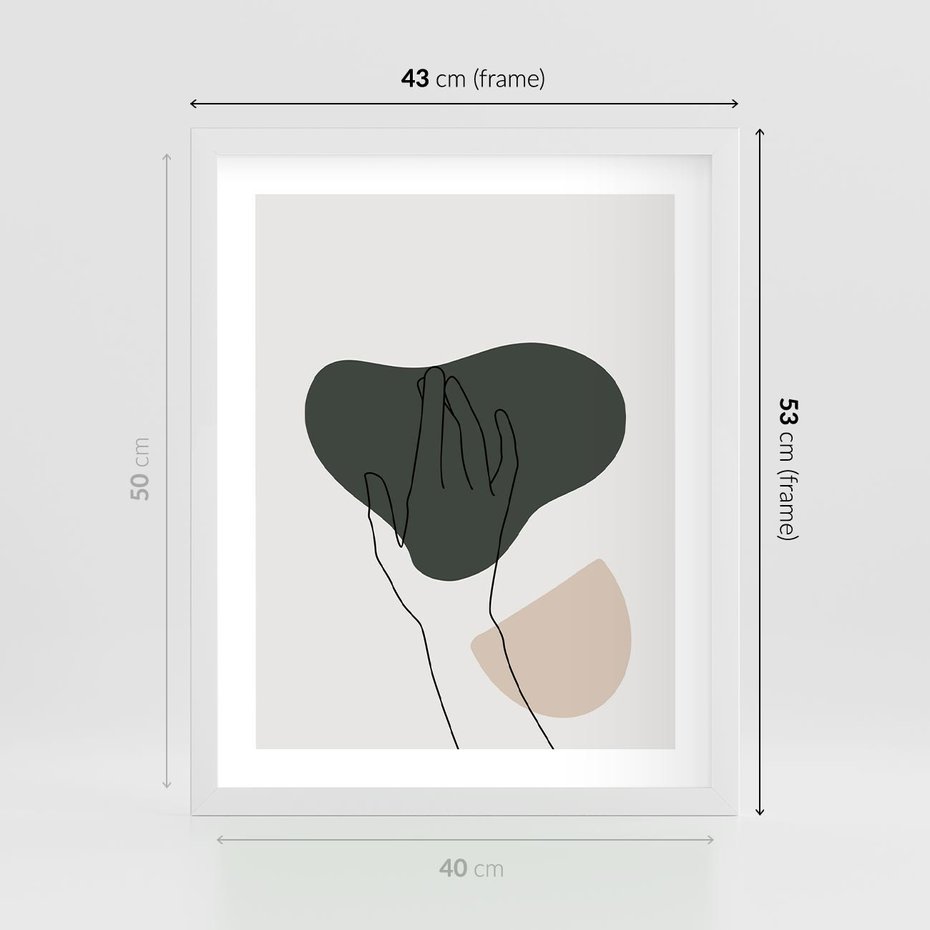 Plakat w ramie 40x50 - Bezczasowe Echo - szkic jedną linią, one line - rama biała