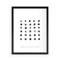 Plakat w ramie 50x70 - Boho Sztuka Wolości - minimalistyczny plakat, czarne kropki na białymtle - rama czarna