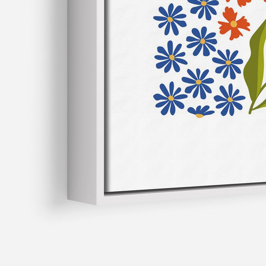 Obraz w ramie 70x100 - Splątane Granice - kwiaty, sztuka nowoczesna - rama biała