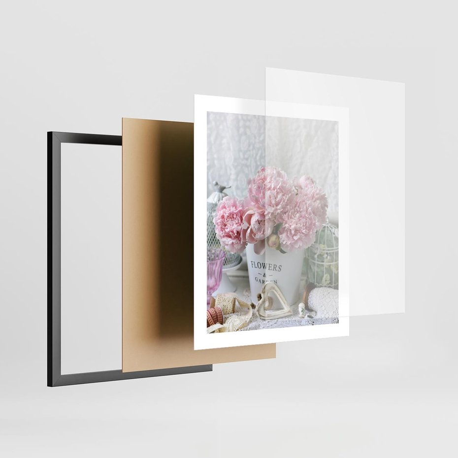 Plakat w ramie 40x50 - Miłość w powietrzu - kwiaty, romantyczne - rama czarna