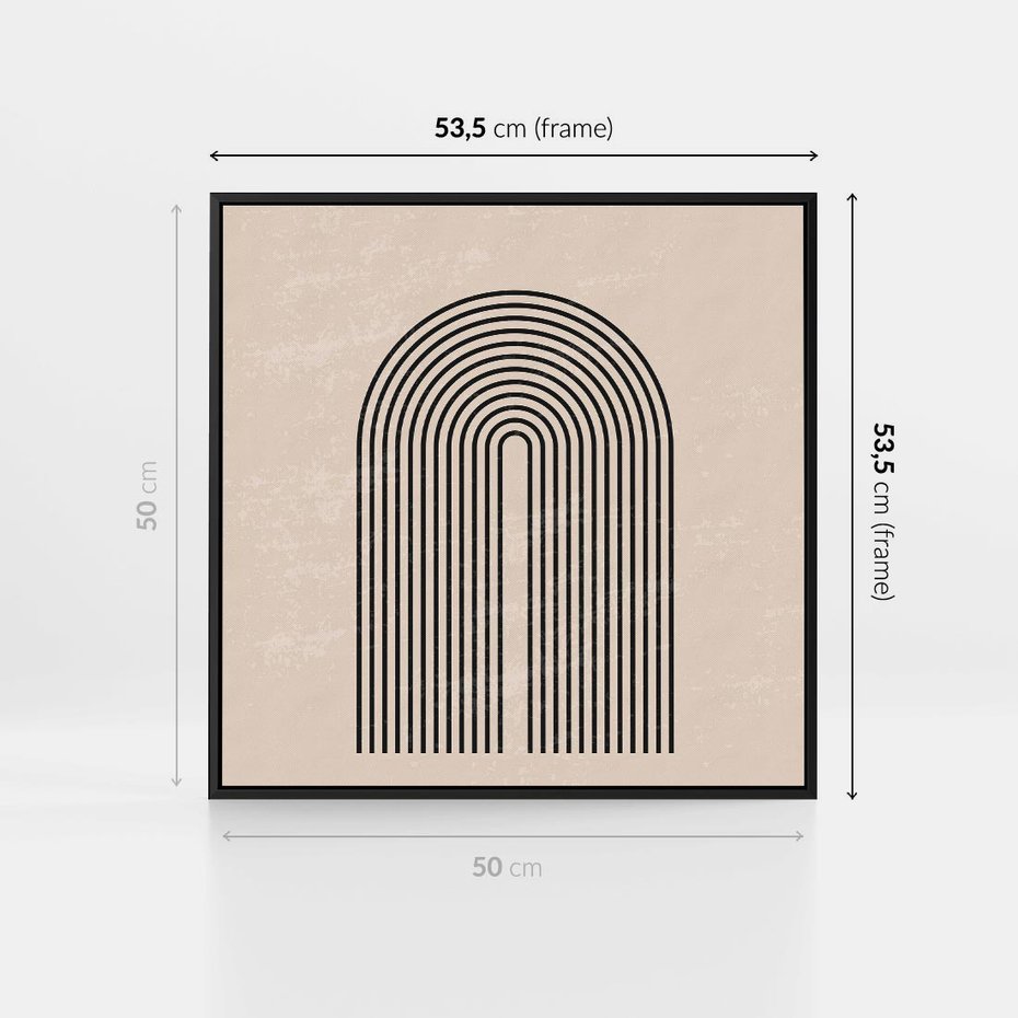 Obraz w ramie 50x50 - Migocące Echa - abstrakcyjne linie, geometria - rama czarna