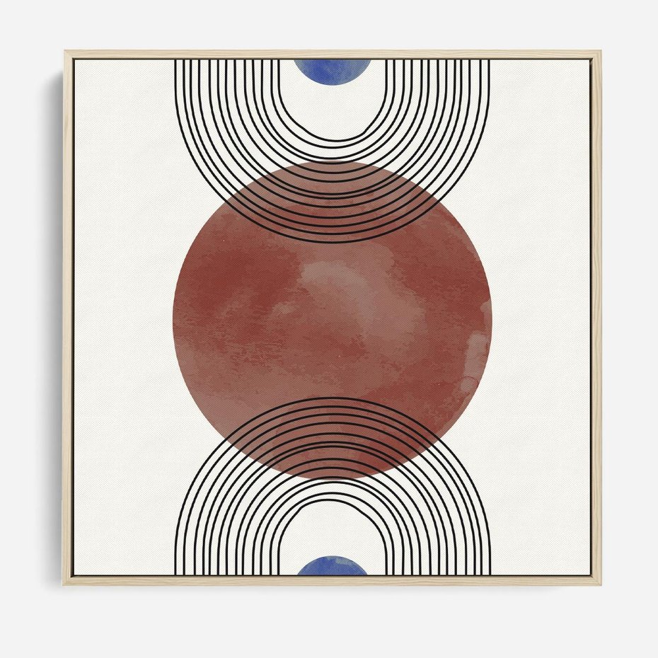 Obraz w ramie 80x80 - Księga Impulsów - nowoczesny plakat, styl midcentury - rama drewno