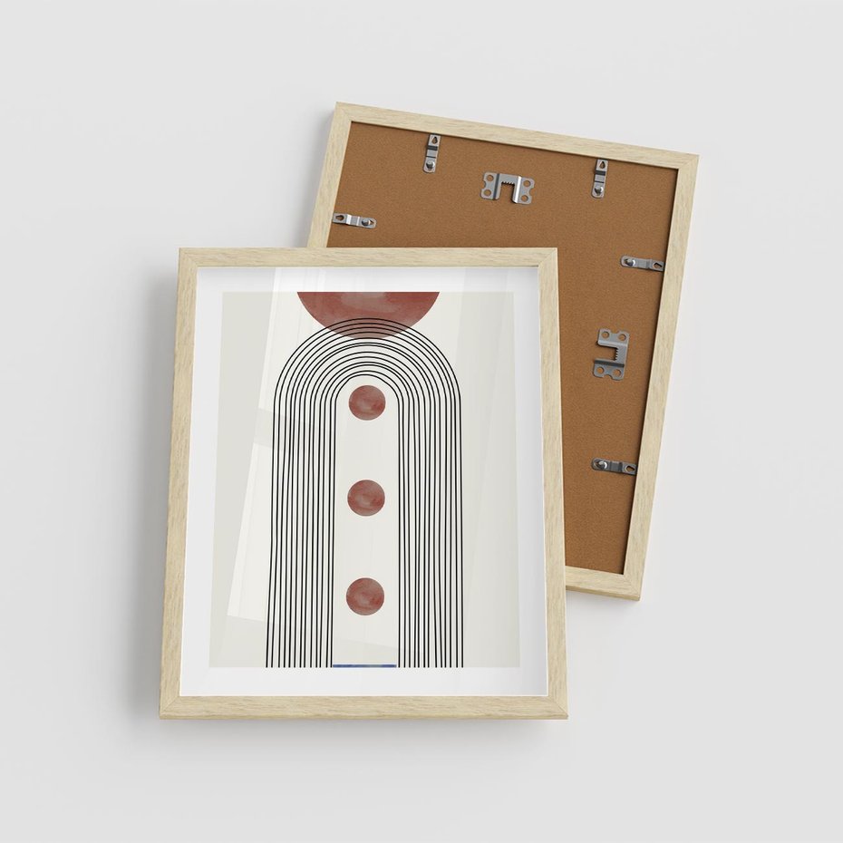 Plakat w ramie 40x50 - Symfonia Kształtów - nowoczesny plakat, styl midcentury - rama drewno