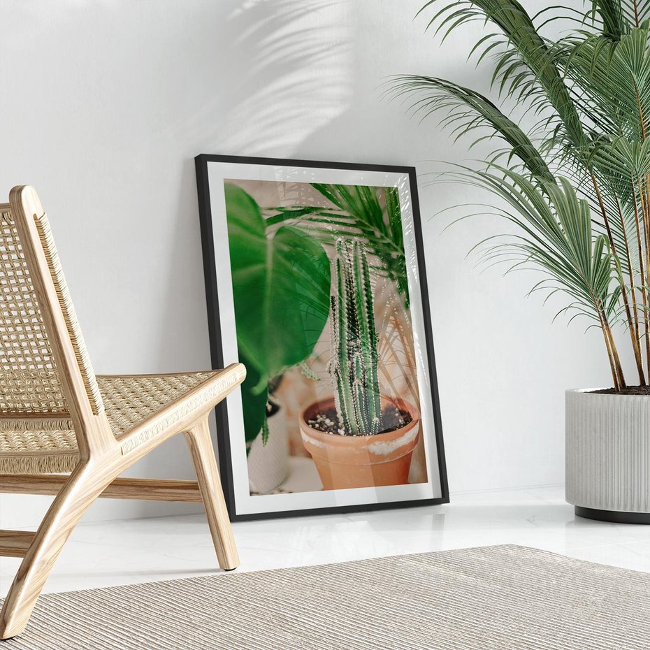 Plakat bez ramy 30x40 - Boho Urok - kaktus w doniczce, gliniana doniczka