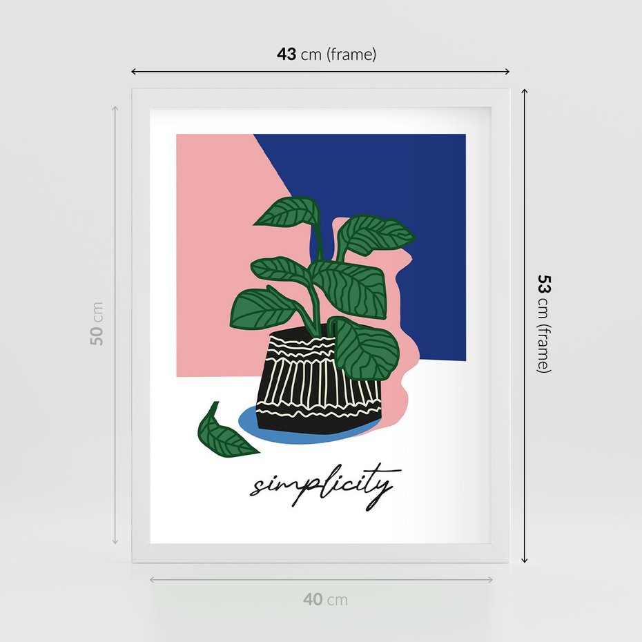 Plakat w ramie 40x50 - Tajemnicze Wibracje - tygrys, kwiaty - rama biała