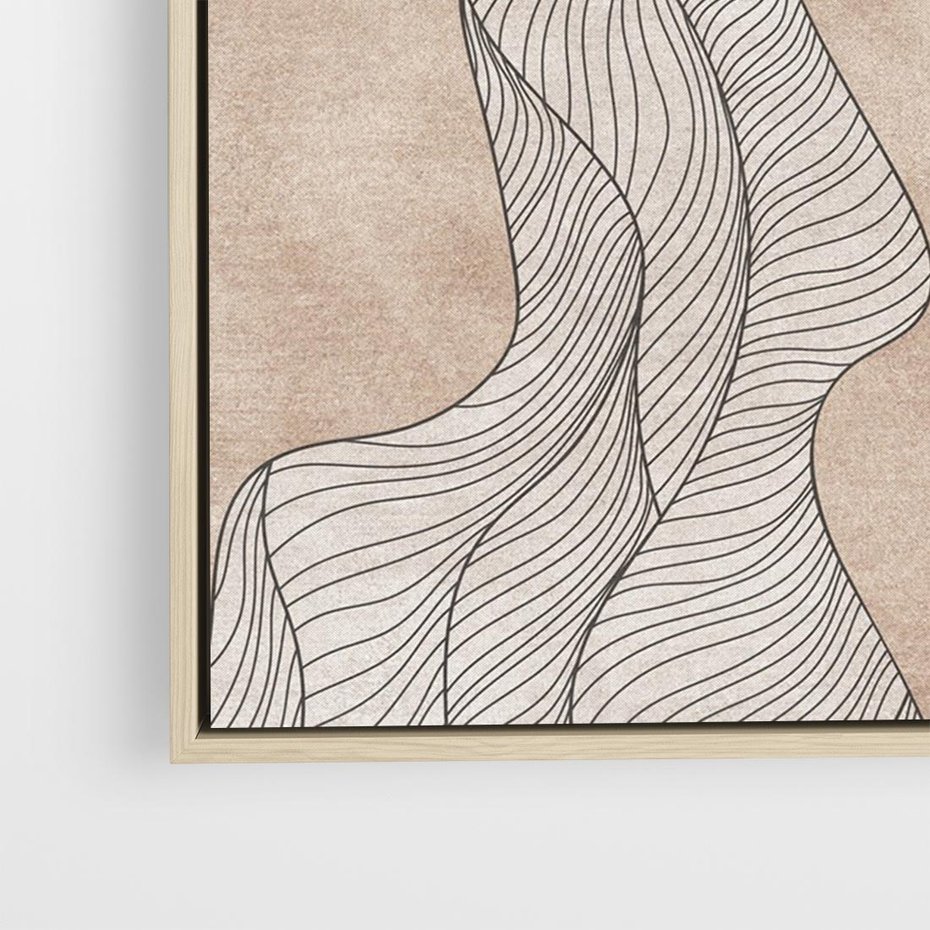 Obraz w ramie 120x80 - Symfonia uczuć i kształtów - delikatna kompozycja, falujące linie - rama drewno