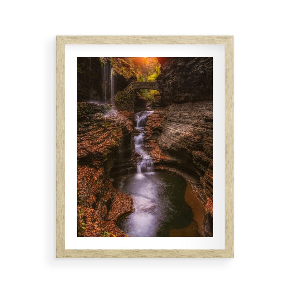 Plakat w ramie 40x50 - Barwna Harmonia - strumień, las - rama drewno