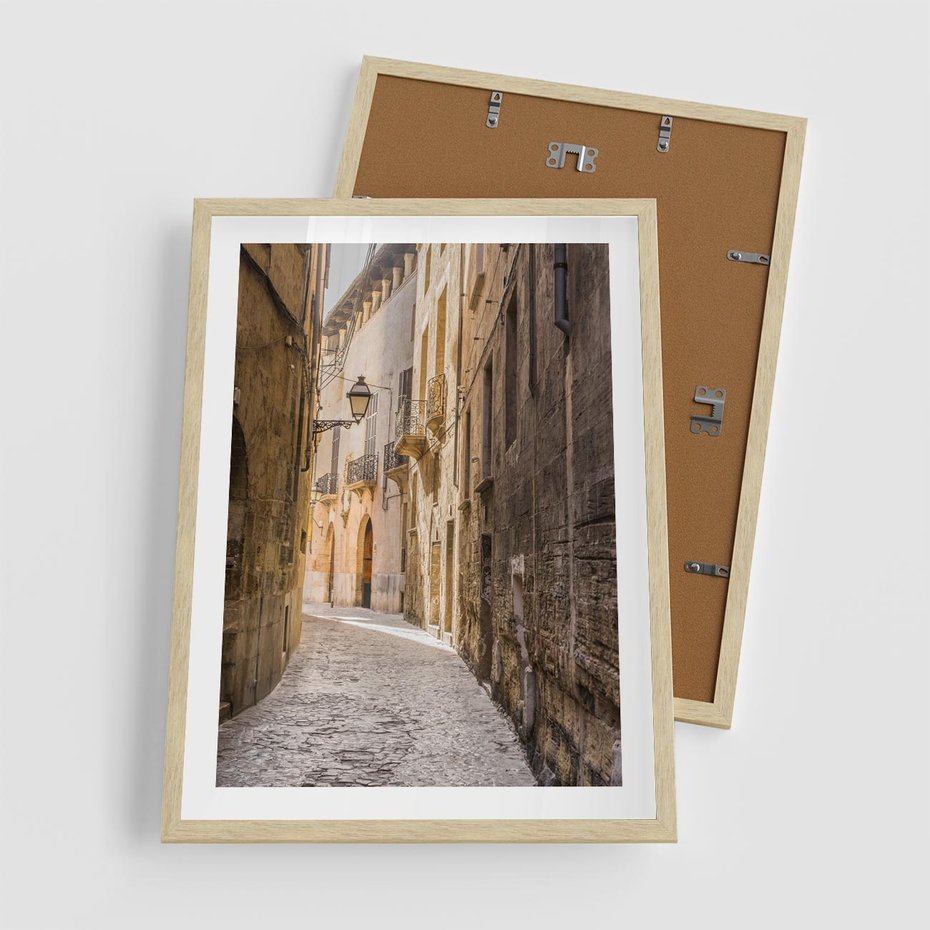 Plakat w ramie 50x70 - Perspektywa Uliczki - uliczka, perspektywa - rama drewno