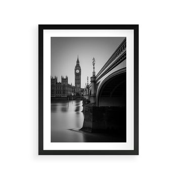 Plakat w ramie 40x50 - Majestatyczny Big Ben w Londynie - Londyn, most - rama czarna