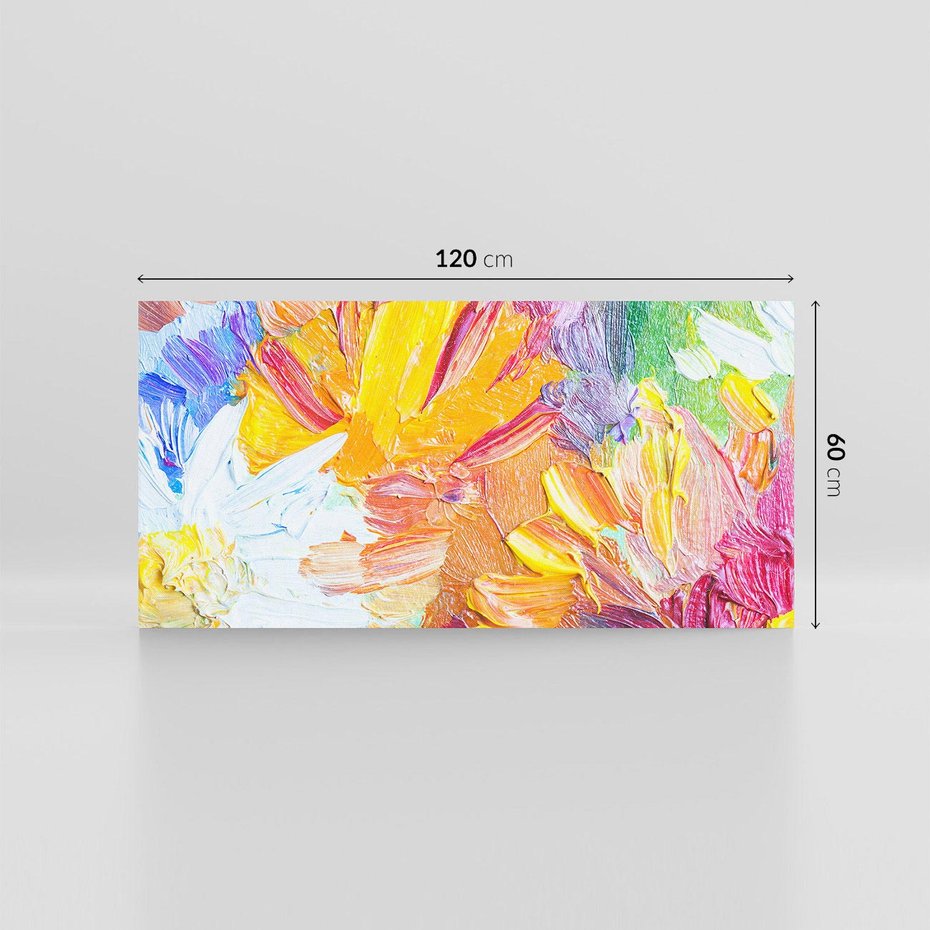 Obraz na płótnie 120x60 - Kwiatowe Harmonie - zbliżenie na obraz olejny, gruba warstwa farby