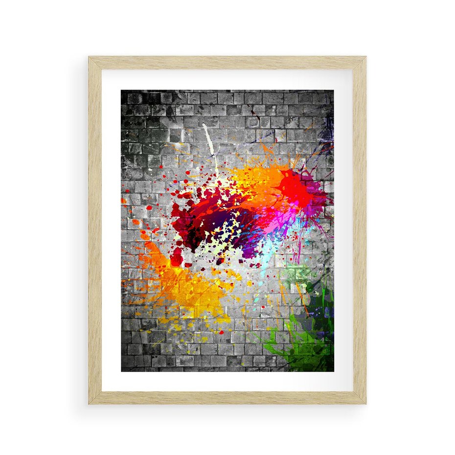 Plakat w ramie 40x50 - Ekspresja Graffiti - farba, graffiti - rama drewno