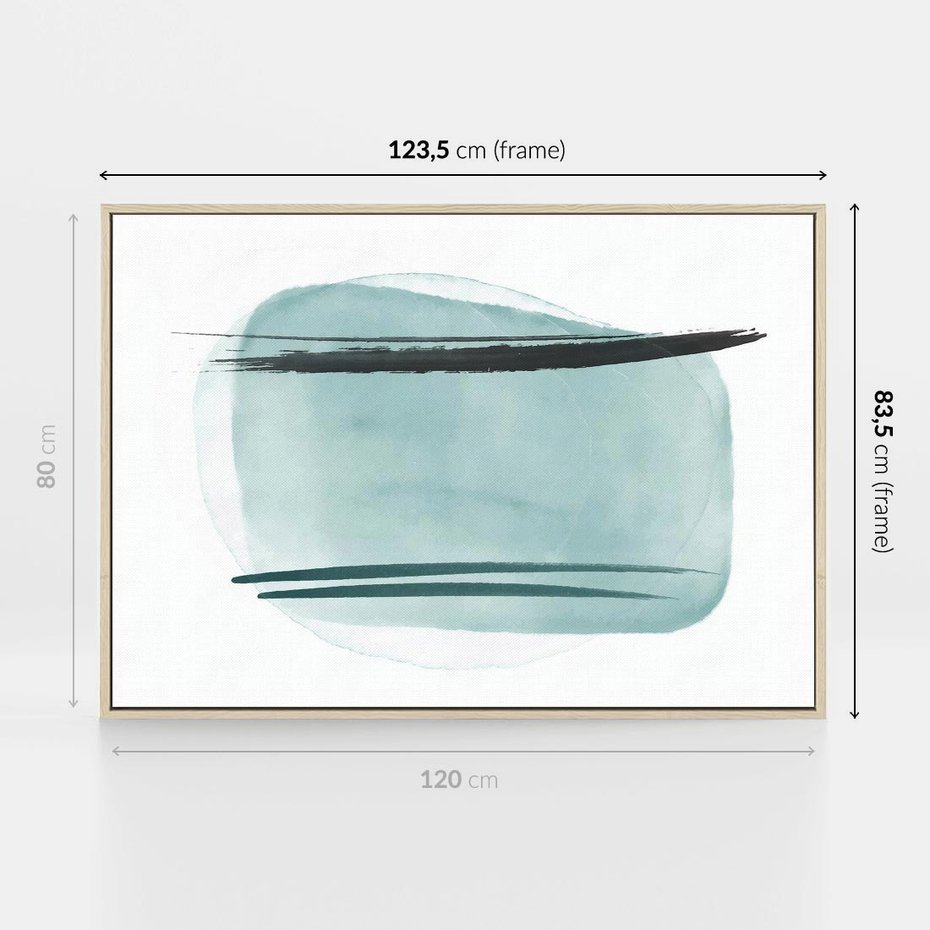 Obraz w ramie 120x80 - Turkusowy Świat - minimlizm, abstrakcja - rama drewno