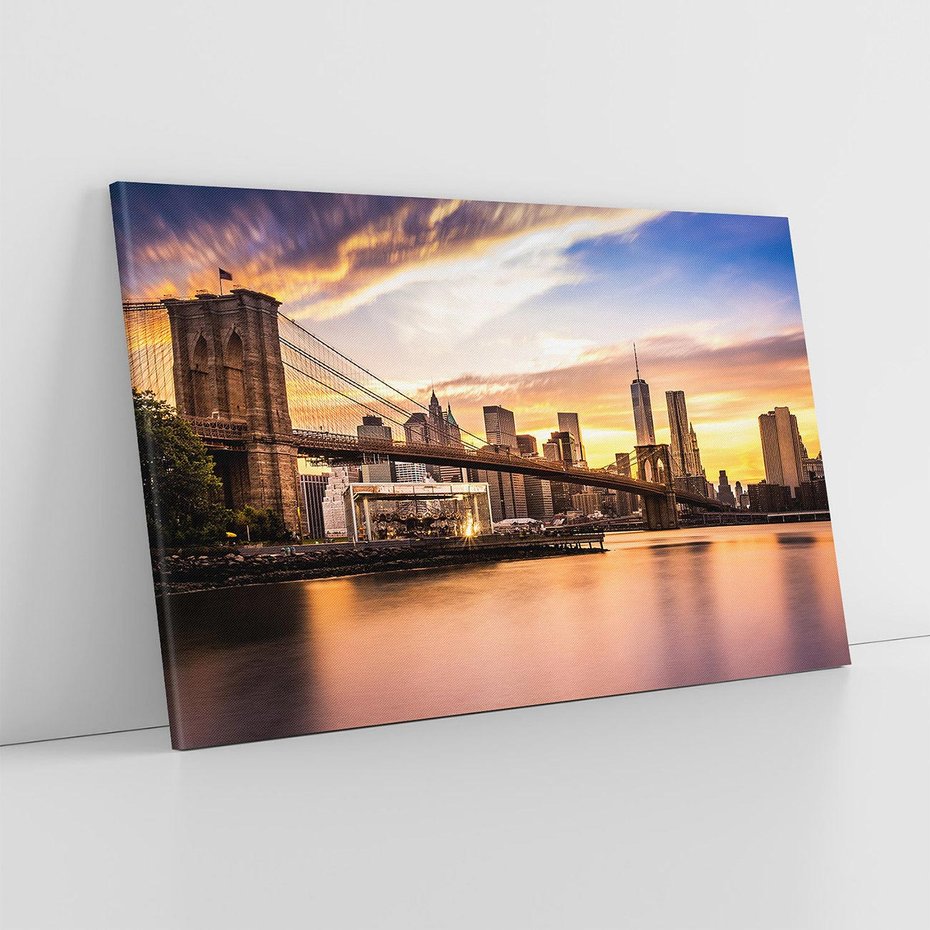 Obraz na płótnie 100x70 - Manhattan Nights: Most w Nowym Jorku - most, Nowy Jork