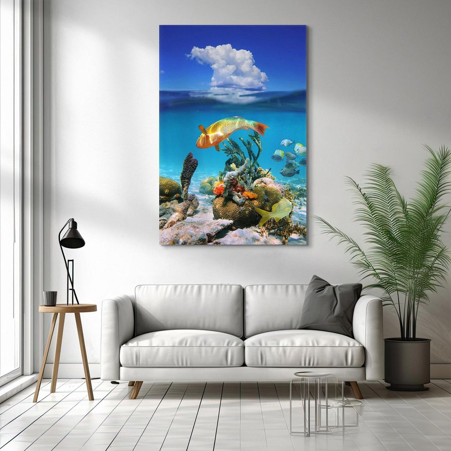 Obraz na płótnie 80x120 - Podwodna rafa koralowa: kolorowy oceanowy świat - rafa, koralowa