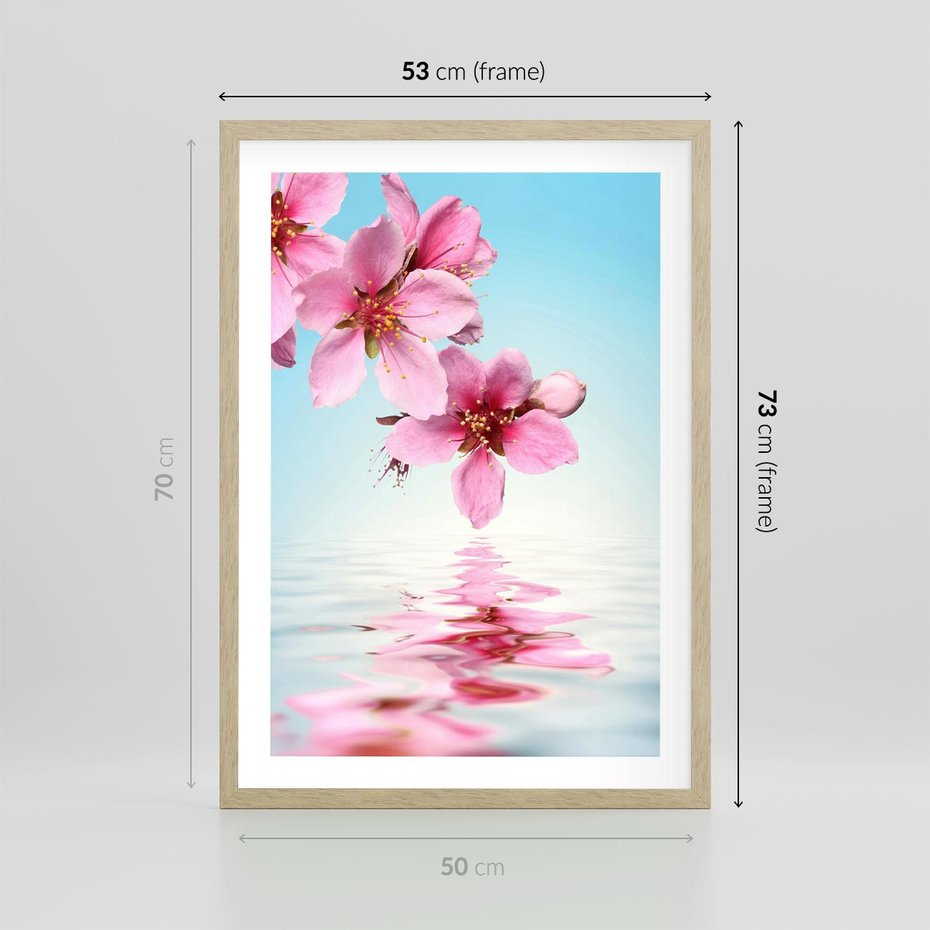 Plakat w ramie 50x70 - Magia kwitnącej wiśni - kwitnąca, wiśnia - rama drewno