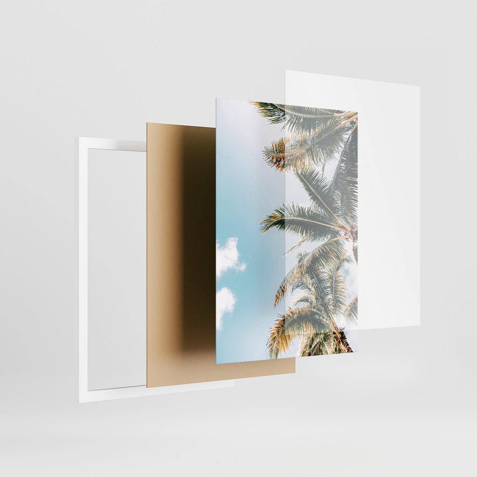 Zestaw obrazy w ramie 40x50 galeria - Tropikalna, plaża, morze, palmy - rama biała