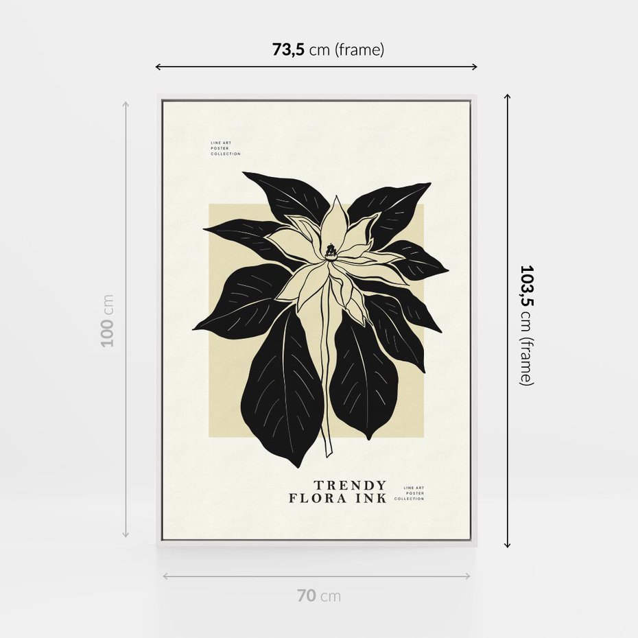 Obraz w ramie 70x100 - Melancholia przerywanych linii - wiaty, typografia - rama biała