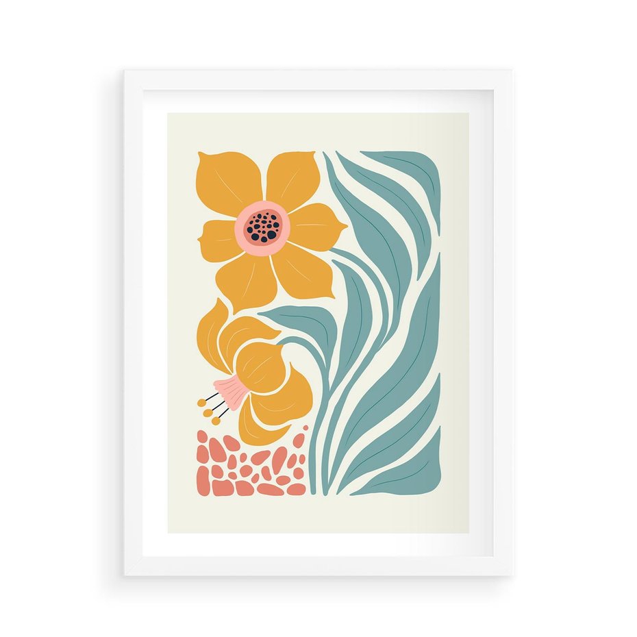 Plakat w ramie 50x70 - Pastelowa Piękność - nowoczesna sztuka, plakat - rama biała