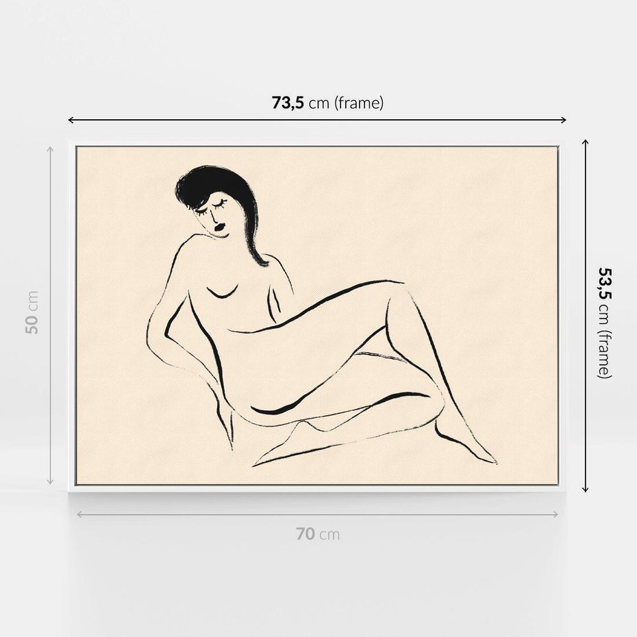 Obraz w ramie 70x50 - Piękno w Minimalizmie - abstrakcyjny rysunek, minimalistyczna kreska - rama biała