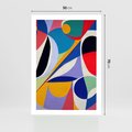 Plakat bez ramy 50x70 - Kolorowe Przesunięcia Kształtów - abstrakcyjny obraz olejny, żywe kolory