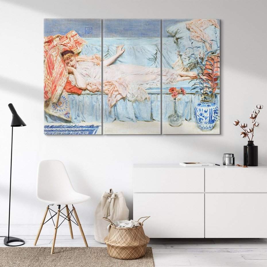 Obraz na płótnie 120x80 - "Lilie" (1866) Albert Joseph Moore - reprodukcja, obraz na płótnie