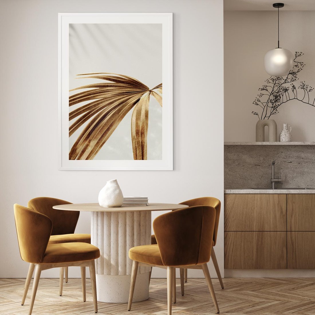 Plakat bez ramy 50x70 - Egzotyczny Blask - złote, liście