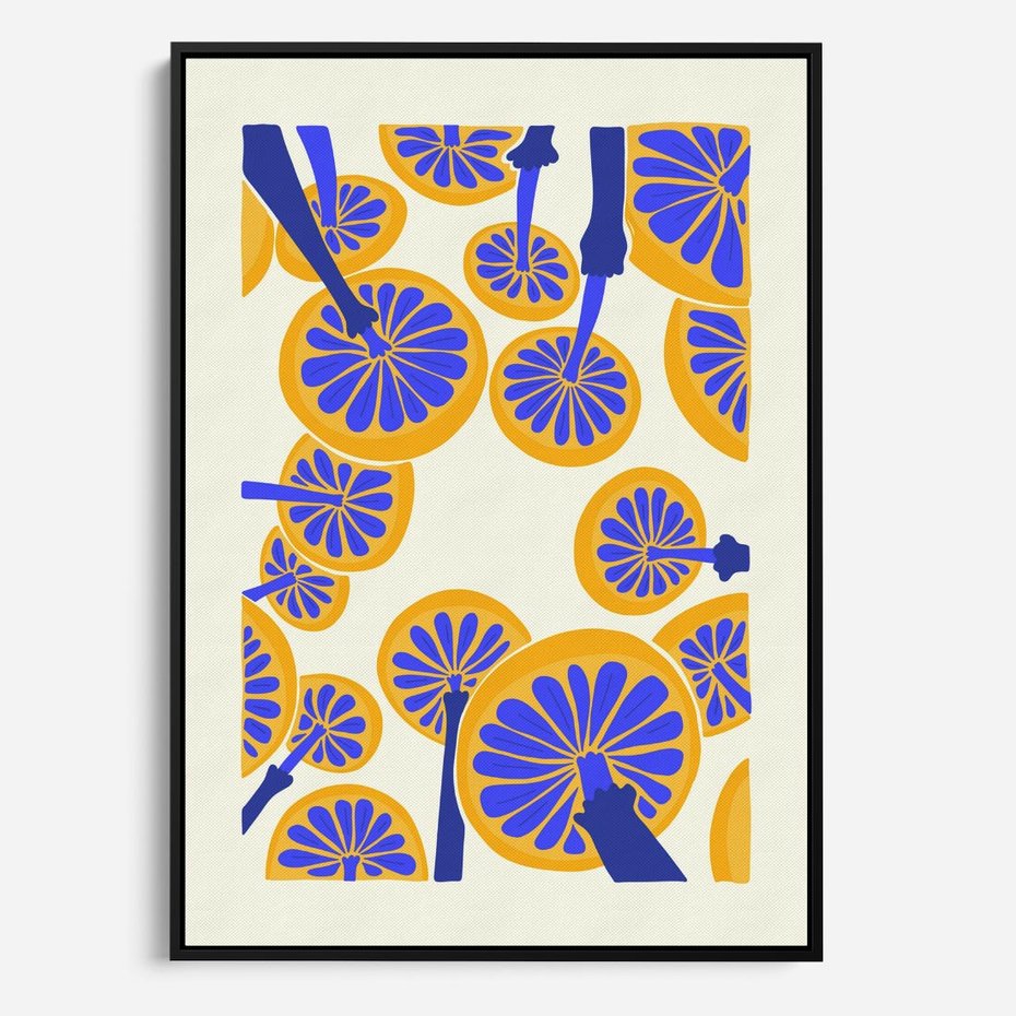 Obraz w ramie 50x70 - Malowane w słońcu - abstrakcyjna kompozycja, grzyby - rama czarna