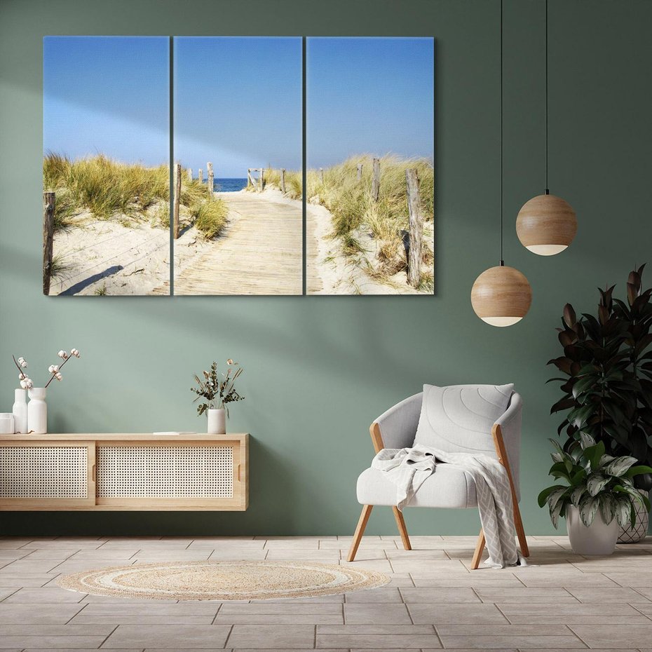 Obraz na płótnie 120x80 - Plaża: magia morza i wydm - plaża, morze