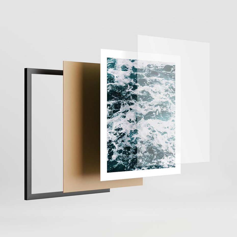 Plakat w ramie 40x50 - Potęga Natury: Wzburzone Fale Oceanu - wzburzone fale oceanu - rama czarna