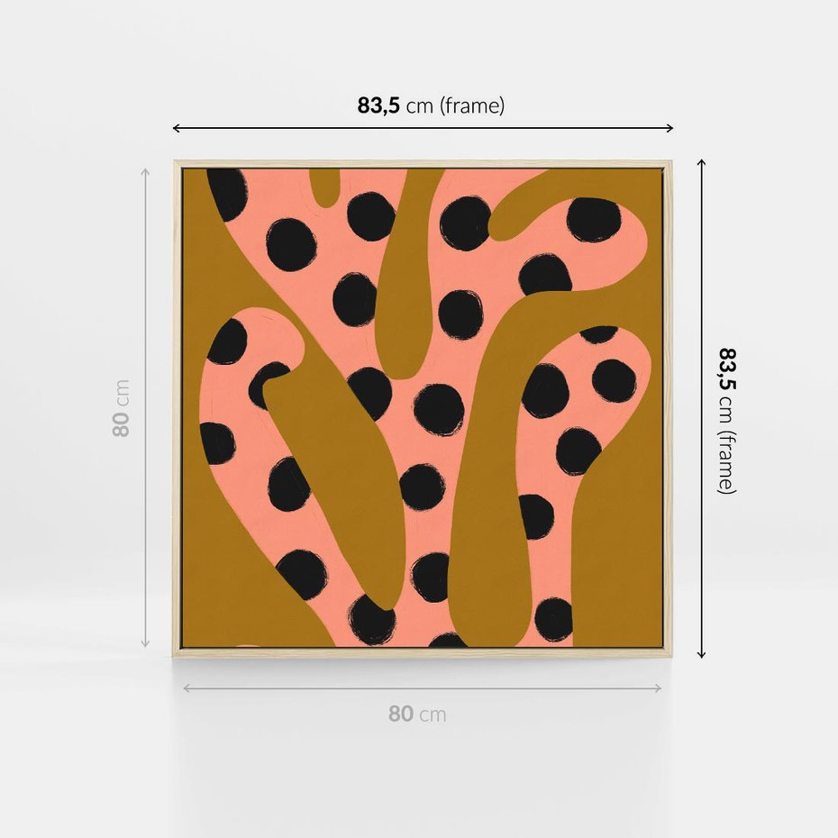 Obraz w ramie 80x80 - Rozkwitająca Wolność Boho - abstrakcyjne boho kształty, dziwne - rama drewno