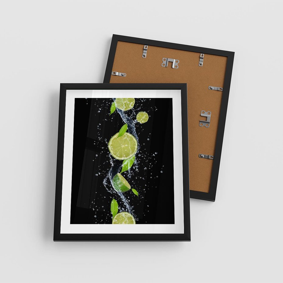 Plakat w ramie 40x50 - Świeżość Cytrusów - limonki, cytryny - rama czarna