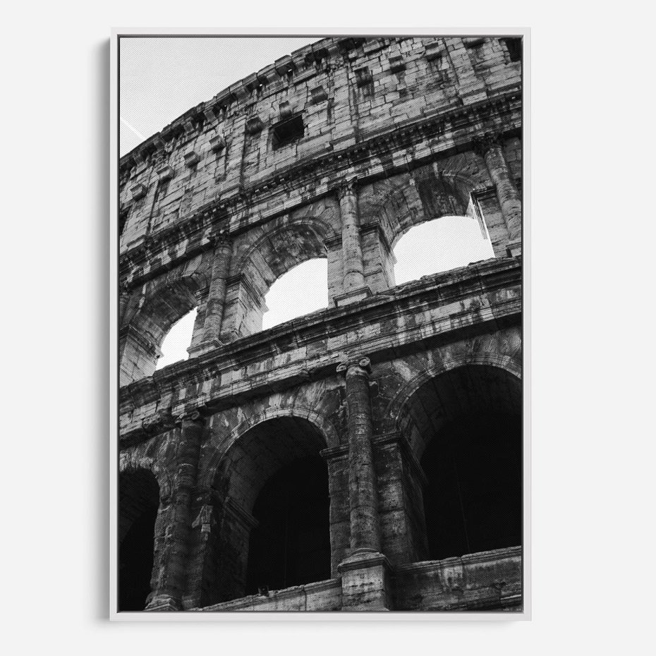 Obraz w ramie 80x120 - Koloseum w Czarnej Bieli - antyczna architektura, koloseum - rama biała