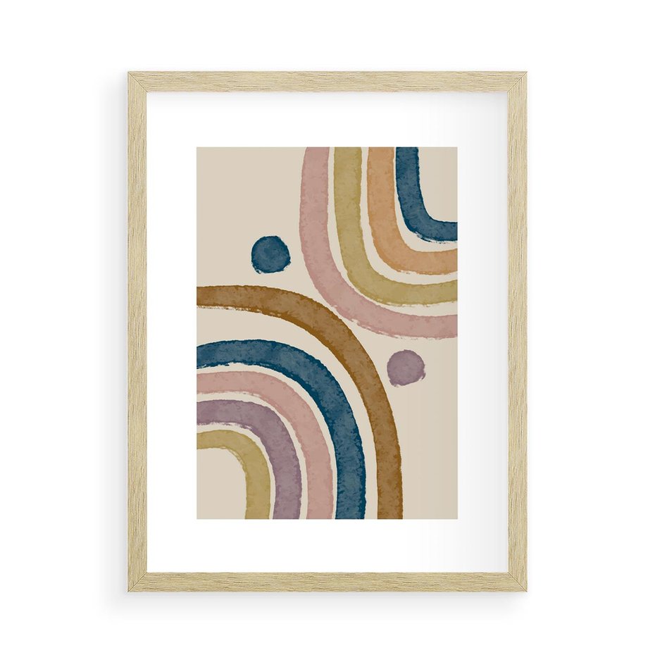 Plakat w ramie 50x70 - Kształtujące Inspiracje - abstrakcyjne tęcze, kompozycja - rama drewno