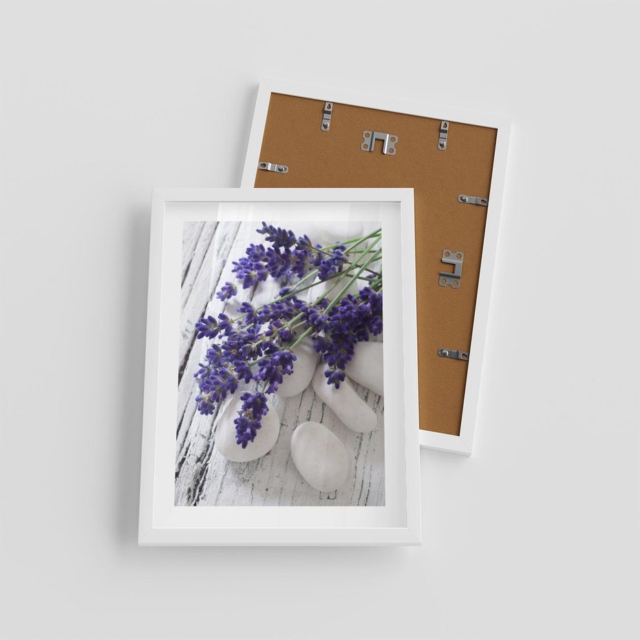 Plakat w ramie 30x40 - relaks z aromatem - lawenda, spa - rama biała