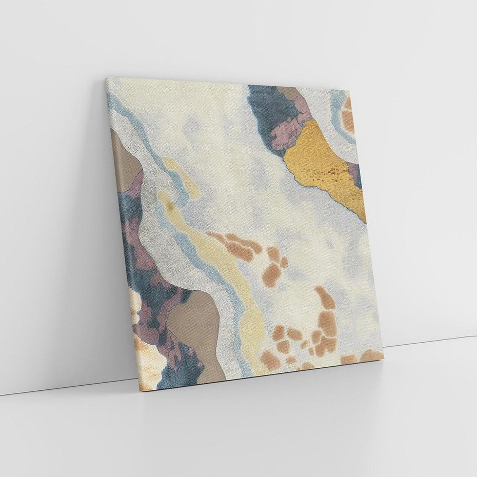 Obraz na płótnie 60x60 - Melancholijne oddechy pędzla - abstrakcyjne formy, zgaszone kolory