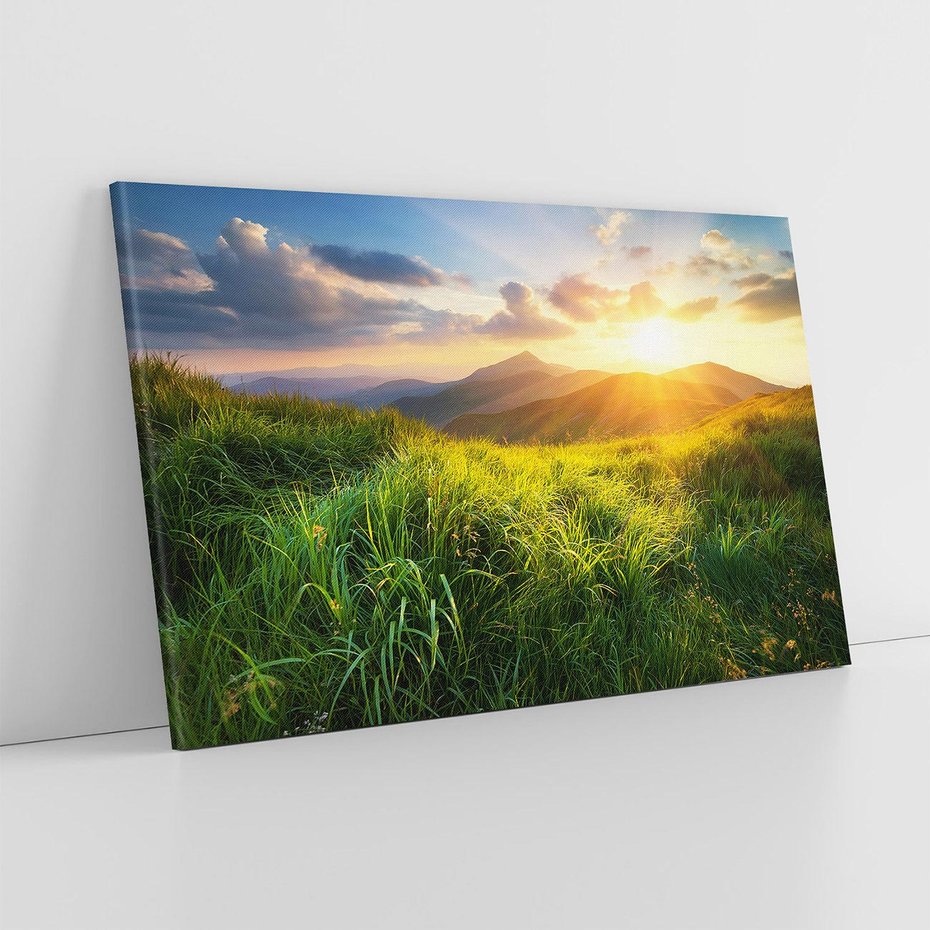 Obraz na płótnie 100x70 - Bliskość Natury - góry, łąka
