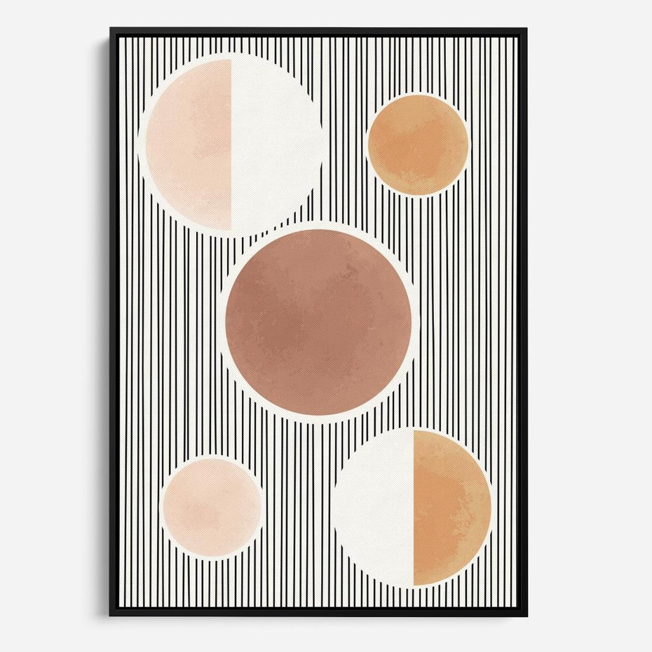 Obraz w ramie 70x100 - Rozplątane Granice - abstrakacyjna nowoczesna sztuka, koła okręgi - rama czarna