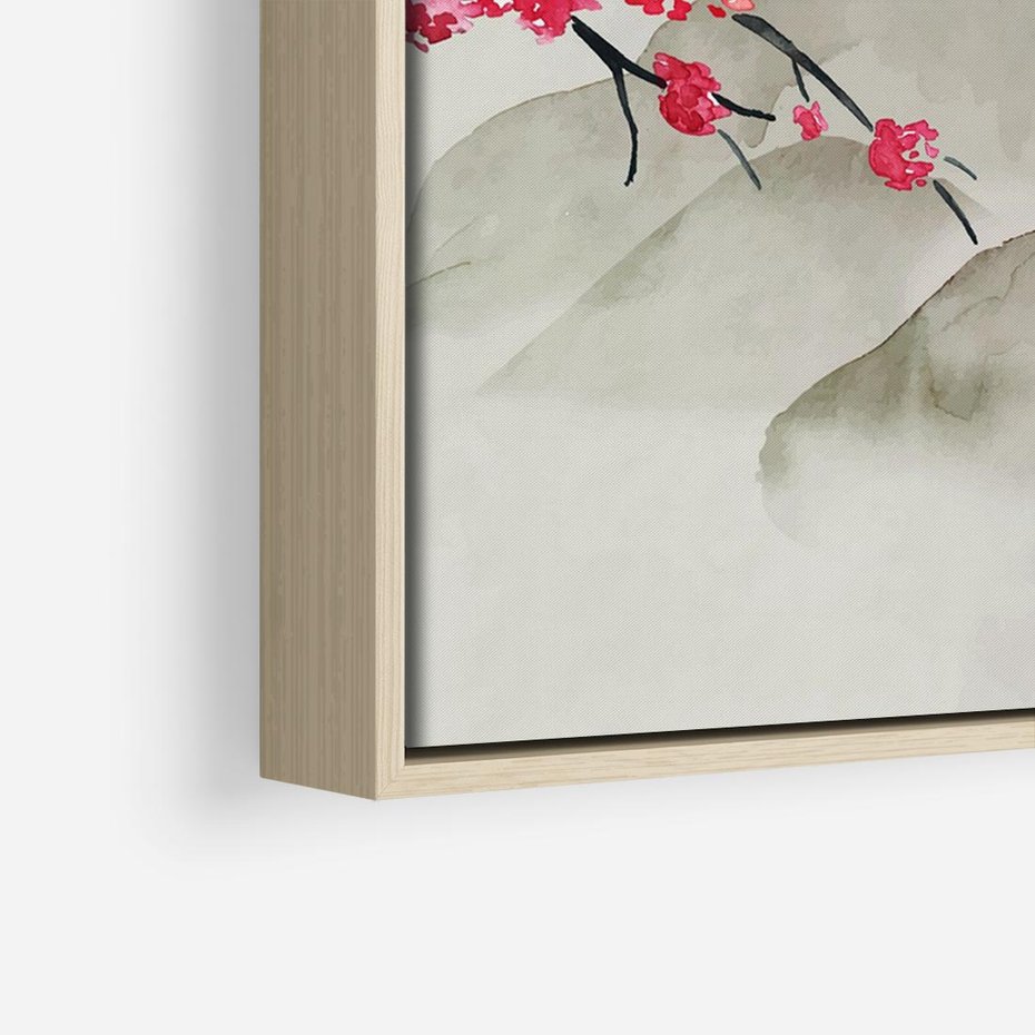 Obraz w ramie 70x50 - Harmonia Japandi - styl japandi, japonia - rama drewno